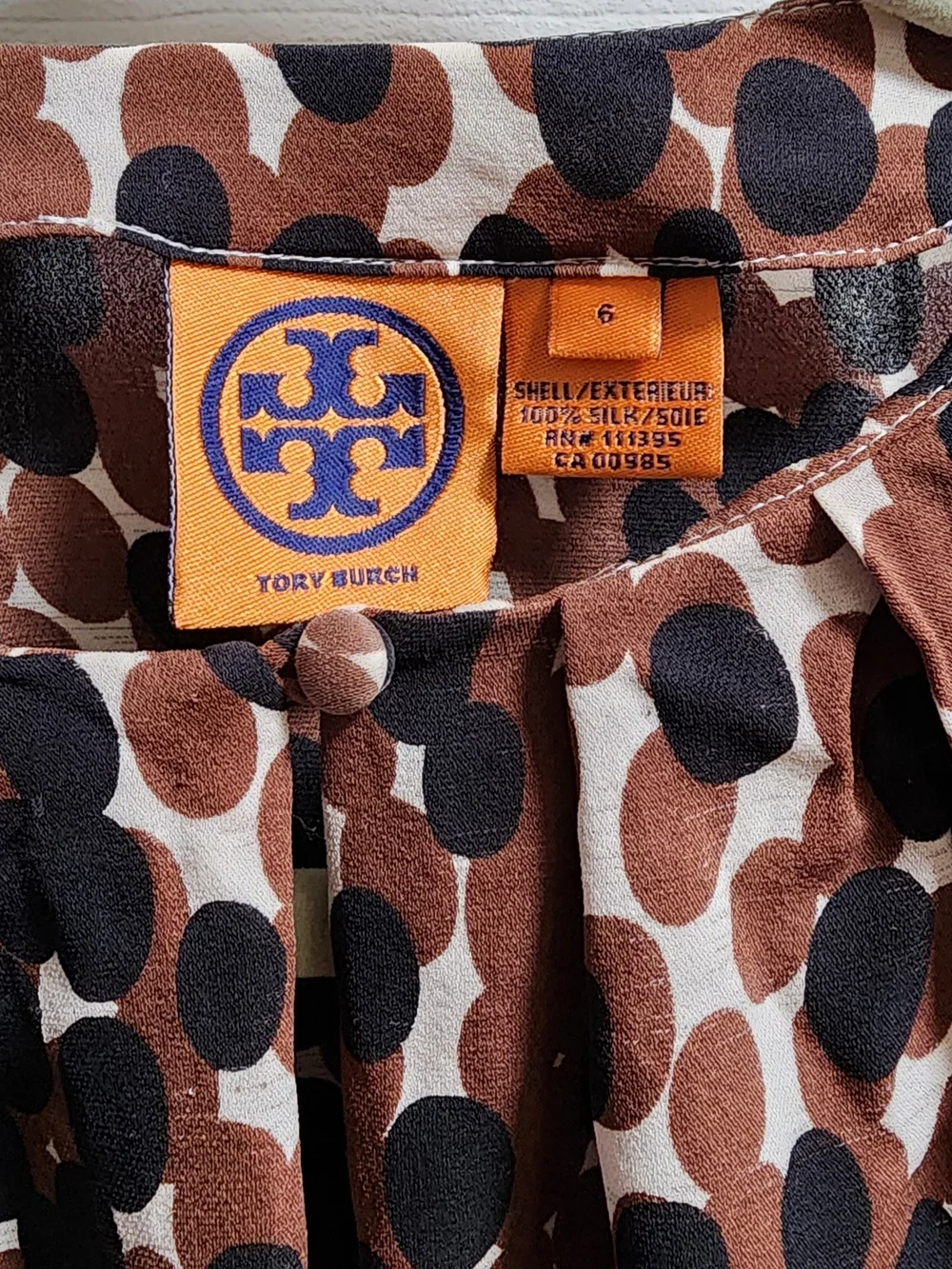 Tory Burch Brown Black Dot Print Blouse